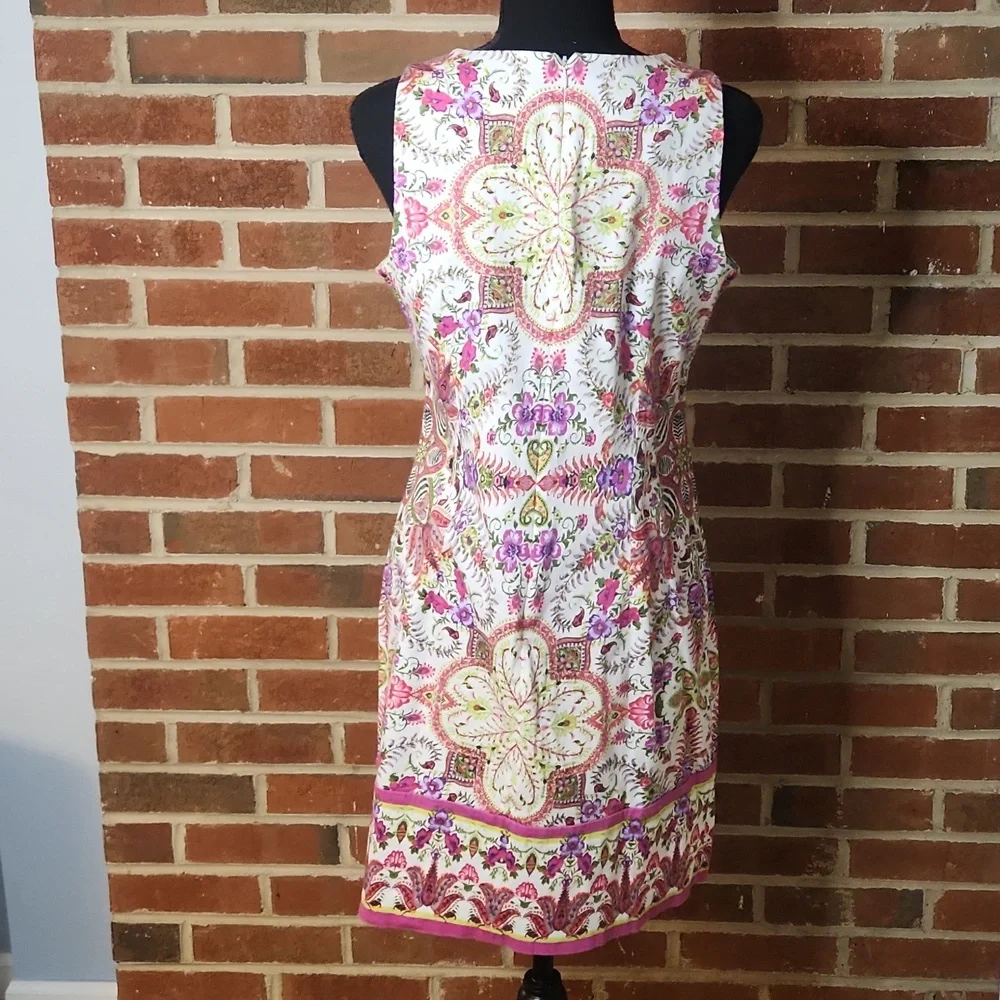 London Times Pink and White Floral Dress, Size 8 - Picture 4 of 8